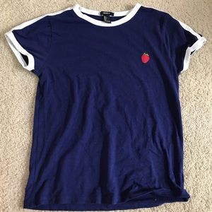 Forever 21 Blue tshirt Strawberry design